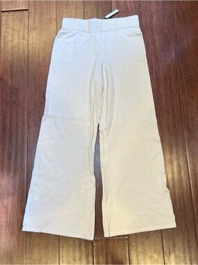 Sioni Wide Leg Knit Pants - Light Beige